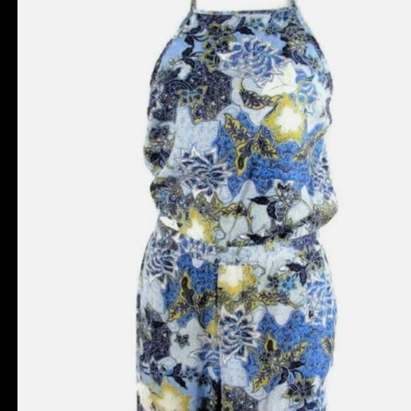 2 for $20 Jack by BB Dakota Jumpsuit Open Back Halter Floral Size M - Picture 1 of 10